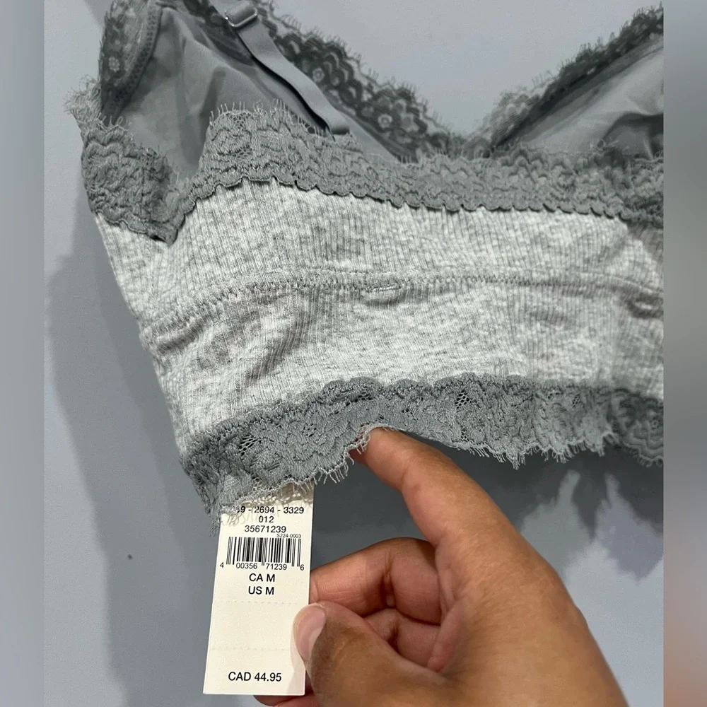 NWT Aerie gray ribbed lace bralette - Picture 3 of 3